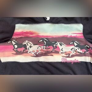 Wrangler girl’s Black and Pink Horse hooded Sweatshirt